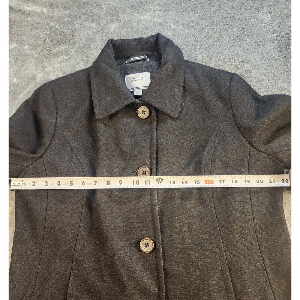 Nautica Women’s Wool Blend Coat Jacket Black XL Button Front Lined - Picture 6 of 9